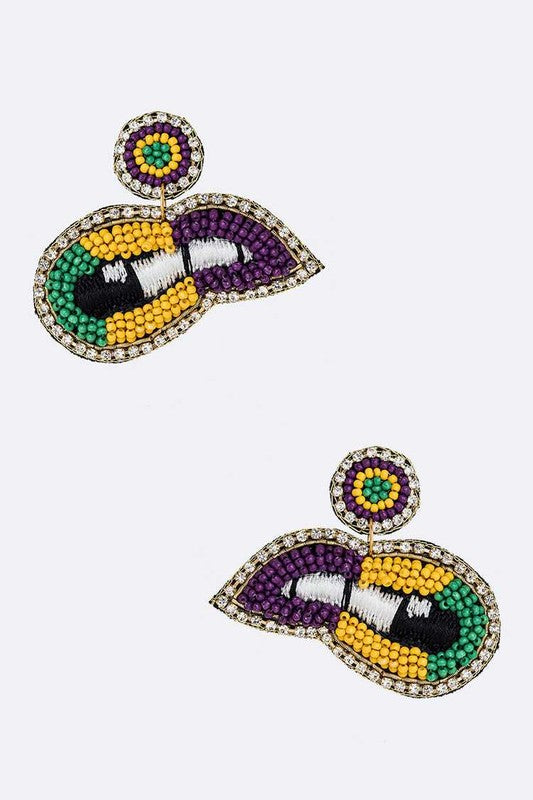 Mardi Gras Color Lips Iconic Earrings