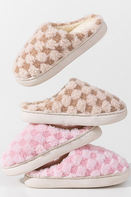 Plush Checkered Slippers