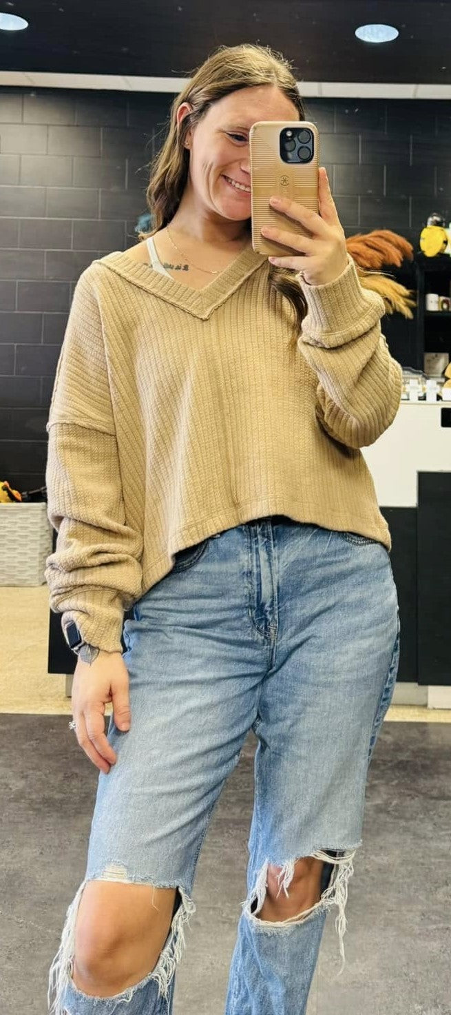 Casual Comfy Soft V-Neck Knit Top