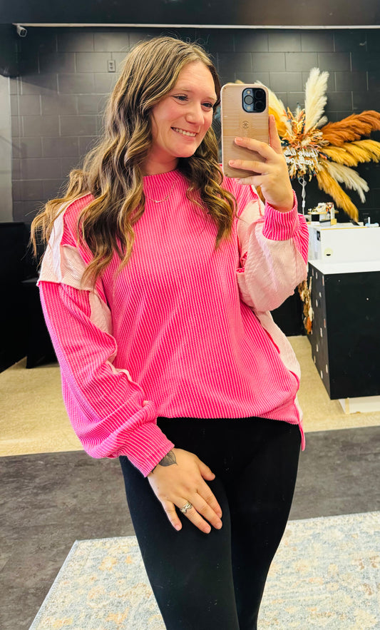 Color Block Ribbed Long Sleeve