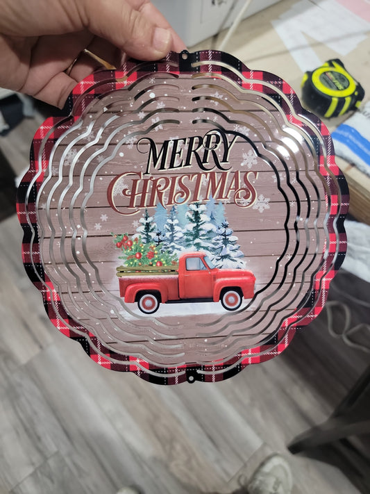 Merry Christmas Plaid with Truck Spinner