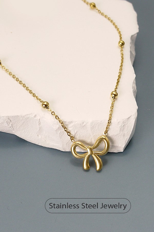 Bow Necklace with Ball Chain